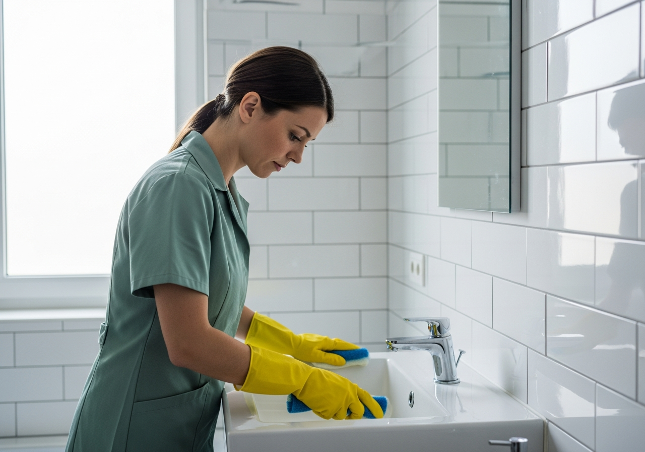 Limpeza de lavatório